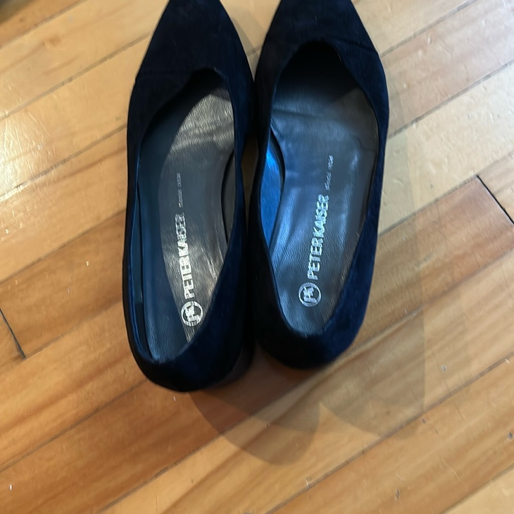Peter Kaiser black suede shoes with pewter heel size 5 UK